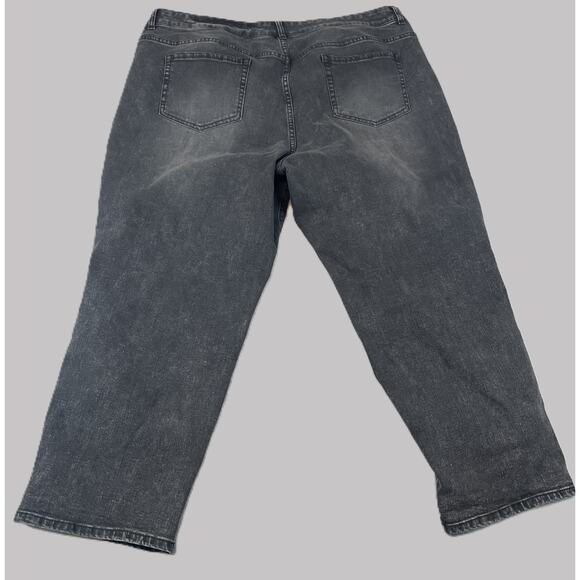 Logo by Lori Goldstein Velvet Patchwork Jeans Womens Sz20 WP Black Boyfriend - Picture 9 of 12